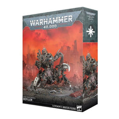 Release Date 4/18/26
This multipart plastic kit builds a Defiler. Contents:
– 168 plastic components
– 1 Citadel 160mm Round Base
– 1 Chaos Space Marines Vehicle Transfer Sheet
– 1 construction guide
The Chaos Space Marines Vehicle Transfer Sheet features 282 high-quality waterslide transfers. These include Black Legion, Word Bearers, Alpha Legion, Night Lords, and Iron Warriors symbols, along with other Chaos markings to decorate your miniature.
This miniature requires assembly and is supplied unpainted.