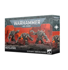 Release Date 4/18/2026
This multipart plastic kit builds 3 Mutilators. Contents:
– 47 plastic components
– 3 Citadel 50mm Round Bases
– 1 Chaos Space Marines Infantry Transfer Sheet
– 1 construction guide
The Chaos Space Marines Infantry Transfer Sheet features 569 high-quality waterslide transfers. These include Black Legion, Word Bearers, Alpha Legion, Night Lords, and Iron Warriors symbols, along with other Chaos markings to decorate your miniatures.
These miniatures require assembly and are supplied u