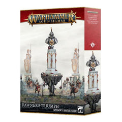 Release Date 5/30
This multipart plastic kit builds a Dawner's Triumph.
Contents:
– 88 plastic components
– 1 Citadel 100mm Round Base
– 1 construction guide
This miniature requires assembly and is supplied unpainted. We recommend:
– Citadel Tools: Super Fine Detail Cutters
– Warhammer Colour Plastic Glue
– Warhammer Colour paints