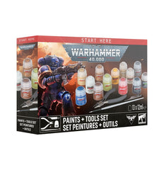 Release date: 7/25/2026
– 1 Abaddon Black (Base)
– 1 Orruk Flesh (Base)
– 1 Averland Sunset (Base)
– 1 Macragge Blue (Base)
– 1 Mournfang Brown (Base)
– 1 Leadbelcher (Base)
– 1 Retributor Armour (Base)
– 1 Corax White (Base)
– 1 Mephiston Red (Base)
– 1 Rakarth Flesh (Base)
– 1 Zandri Dust (Base)
– 1 Agrax Earthshade (Shade)
– 1 Armageddon Dust (Texture)
Contents:
– 13 Warhammer Colour paints
– 1 Warhammer Colour Starter Brush
– 1 Warhammer Colour Starter Set Clippers
– 1 mouldline scraper