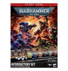 Release Date 7/25/2026
This box includes 12 multipart plastic push-fit miniatures:
– 1 Lieutenant
– 5 Intercessors
– 1 Ork Nob
– 5 Ork Boyz
This set contains the following accessories and Warhammer Colour paint pots:
– 1 softcover 48-page handbook
– 1 double-sided playing mat
– 3 sheets of punch-out card terrain
– 1 Warhammer Colour Starter Brush
– 1 transparent plastic range ruler
– 6 white D6 dice with black pips
– 1 Abaddon Black (Base)
– 1 Macragge Blue (Base)
– 1 Mournfang Brown (Base)
– 1 Leadbelcher