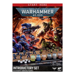 Release Date 7/25/2026
This box includes 12 multipart plastic push-fit miniatures:
– 1 Lieutenant
– 5 Intercessors
– 1 Ork Nob
– 5 Ork Boyz
This set contains the following accessories and Warhammer Colour paint pots:
– 1 softcover 48-page handbook
– 1 double-sided playing mat
– 3 sheets of punch-out card terrain
– 1 Warhammer Colour Starter Brush
– 1 transparent plastic range ruler
– 6 white D6 dice with black pips
– 1 Abaddon Black (Base)
– 1 Macragge Blue (Base)
– 1 Mournfang Brown (Base)
– 1 Leadbelcher
