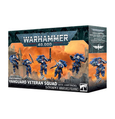 Release Date 10/03/2026
Strike fast with the Space Marines Vanguard Veteran Squad with Jump Packs for Warhammer 40,000. This multipart plastic kit builds 5 elite Space Marines designed for rapid assaults and close combat. Equipped with jump packs, power weapons, and multiple upgrade options, the squad can be customized with plasma pistols, combat shields, and Sergeant weapons such as a thunder hammer or power fist. Ideal for aggressive, mobile Space Marines armies.
Contents:
– 135 plastic components
– 5 Cit