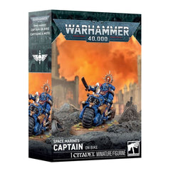Release Date 10/03/2026
Lead your Space Marines with speed using the Captain on Bike for Warhammer 40,000. This multipart plastic kit builds a highly mobile Adeptus Astartes character mounted on a Raider-pattern bike. Customize the Captain with a power weapon, thunder hammer, or plasma pistol, along with multiple head, pose, and accessory options. A strong choice for fast-moving Space Marines armies that need a durable commander able to support aggressive assaults.
Contents:
– 42 plastic components
– 1 Cita