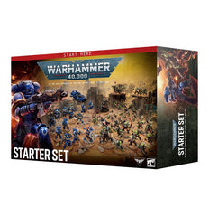 Release Date 7/25/2026
The Warhammer 40,000 Starter Set includes:
-1 softcover Core Rules booklet
-1 softcover Starter Set Handbook
-2 double-sided Reference Sheets
-46 multipart plastic push-fit miniatures
– 1 Captain with Relic Shield
– 1 Librarian
– 5 Intercessors
– 5 Vanguard Veterans with Jump Packs
– 1 Land Speeder
– 1 Warboss
– 1 Weirdboy
– 20 Ork Boyz
– 10 Gretchin
– 1 Wartrakk
-15 multipart plastic push-fit terrain pieces
-2 foldout game boards
-2 range rulers
-10 dice
The kit comes supplied with: