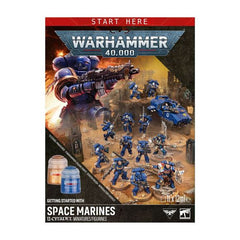 Release Date 7/25/2026
This box includes 13 push-fit Space Marines miniatures:
– 1 Captain with Relic Shield
– 1 Librarian
– 5 Intercessors
– 5 Vanguard Veterans
– 1 Land Speeder
This set contains the following Warhammer Colour paint pots and accessories:
– 1 softcover 36-page Introductory Booklet
– 1 Warhammer Colour Starter Brush
– 1 Texture Spreader
– 1 Abaddon Black (Base)
– 1 Macragge Blue (Base)
– 1 Mournfang Brown (Base)
– 1 Leadbelcher (Base)
– 1 Retributor Armour (Base)
– 1 Corax White (Base)
– 1 M
