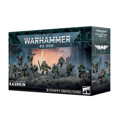 Release Date 8/8/2026
This multipart plastic kit builds a squad of 10 Kasrkin.
Contents:
– 166 plastic components
– 10 Citadel 28.5mm Round Bases
– 1 construction guide
– 1 Cadian Transfer Sheet
The Cadian Transfer Sheet features 597 high-quality waterslide transfers. These include symbols for regiments from Cadia, as well as logos, numerals, and markings to decorate your miniatures.
These miniatures require assembly and are supplied unpainted. We recommend:
– Citadel Tools: Super Fine Detail Cutters
– Wa