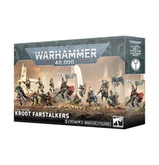 Release Date 8/8/2026
This multipart plastic kit builds a squad of 10 Kroot Farstalkers and 2 Kroot Hounds. Contents:
– 142 plastic components
– 11 Citadel 28.5mm Round Bases
– 1 Citadel 32mm Round Base
– 1 construction guide
These miniatures require assembly and are supplied unpainted. We recommend:
– Citadel Tools: Super Fine Detail Cutters
– Warhammer Colour Plastic Glue
– Warhammer Colour paints