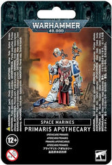 This multi-part plastic kit contains the components necessary to assemble a Primaris Apothecary.