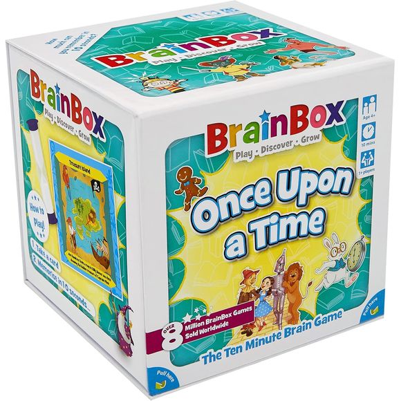 BrainBox is a fun memory and observation card game which tests your eye for detail. What can you remember in just 10 seconds? This fairy tale edition of the game contains iconic characters and scenes from your favorite stories.
BrainBox Once Upon a Time contains 55 hand illustrated cards featuring classic children’s stories with a line from the book to bring it to life, you’ll enjoy; Aladdin, The Little Mermaid, The Three Musketeers, The Wizard of Oz and many more besides.
The game helps children deepen t