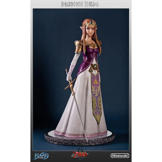 This statue has no edition number, and was a replacement and is in new and unopened condition. 
“Spirits of the light! Wielders of the great power that shines far and wide upon the lands of our world… In my hour of need, grant me the light to banish evil!” ~Princess Zelda
First 4 Figures is hugely proud to present Princess Zelda , the fifth in the “Master Arts” line of Twilight Princess Center Pieces.
Princess Zelda is clothed in the dress that is synonymous with her Twilight Princess appearance. At ¼ sc
