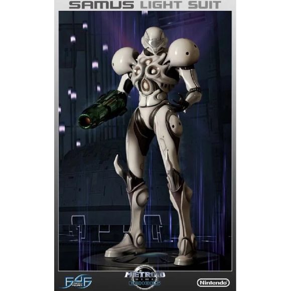 This statue has no edition number, and was a replacement and is in new and unopened condition. This item is new in box, and never displayed.
With its sleek design and resistance to the elements of Dark Aether, the Light Suit was one of the most powerful and important tools at Samus’ disposal as she set out on a mission to destroy the Dark Dimension. The suit was powered by the Light of Aether and was the result of both Luminoth and Chozo technology.
First 4 Figures is happy to present a new series of Metr