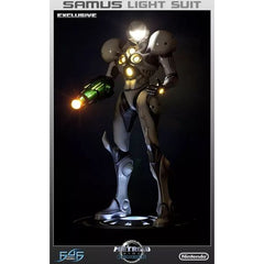 This item is new in box, and never displayed, it is a replacement model and is not numbered.
With its sleek design and resistance to the elements of Dark Aether, the Light Suit was one of the most powerful and important tools at Samus’ disposal as she set out on a mission to destroy the Dark Dimension. The suit was powered by the Light of Aether and was the result of both Luminoth and Chozo technology.
First 4 Figures is happy to present a new series of Metroid Master Arts statues, starting with the Maste