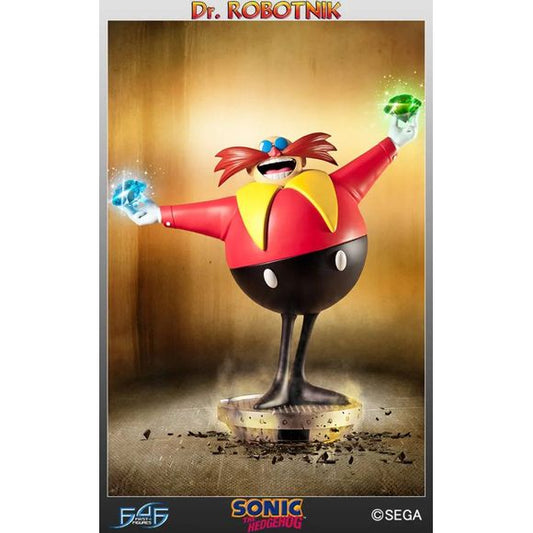 First 4 Figures is proud to present Dr. Robotnik. He stands at an impressive 22 inches tall, putting him directly into scale with First 4 Figures other Classic Sonic collectibles. Dr. Robotnik’s package also includes an additional set of hands. As well as the open palms to replicate his signature classic pose, the package includes an additional 2 hands, each holding a Chaos Emerald, in call back to the classic ‘Try Again’ screen at the end of Sonic the Hedgehog 1. 
Highly limited to 1000 pieces worldwide o