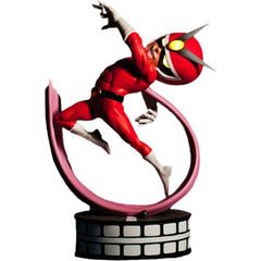 Introducing Viewtiful Joe! The beloved protagonist in Capcom’s epic side scrolling fighter franchise is making his debut as the first character in First 4 Figures' brand new Capcom All-Stars range!
This is the exclusive version of Viewtiful Joe. The jewel in Joe’s helmet as well as his eyes are lit using LED lighting. These lights fade away gradually after being switched off.
Joe stands at approximately 13.5" tall and features a detailed road surface base, edged with a film-reel style design