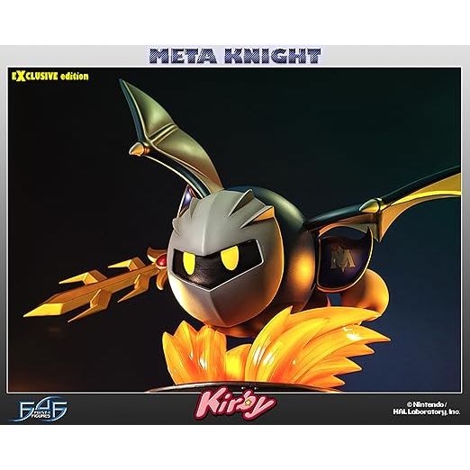 First 4 Figures is proud to showcase Kirby’s enigmatic masked rival: Meta Knight! This is the exclusive version of Meta Knight. LED lighting has been implemented into the two streaks as flame to light the entire scene with dramatic effect. In addition, the eyes have also been lit to give Meta Knight a chilling presence.
Highly Limited to 500 pieces worldwide.
