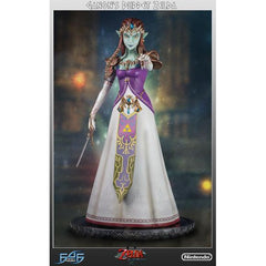 This statue has no edition number, and was a replacement and is in new and unopened condition.
Upon entering Hyrule Castle's great throne room, Link and Midna are shocked to discover Ganondorf upon the great throne, and Princess Zelda gripped in a horrific curse. Enraged at the pair's defiance, The King of all Evil sends the spellbound princess forth to do battle. Now nothing more than a puppet for the dark king, Link faces the difficult challenge of defeating, and freeing the princess from the hex contro