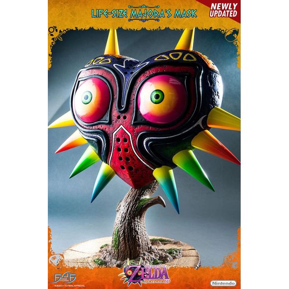 This statue has no edition number, and was a replacement and is in new and unopened condition.
First 4 Figures is proud to present The Legend of Zelda: Majora's Mask Life Size Replica. Regarded as a darker entry in the Zelda franchise, Majora's Mask is set in Termina, an alternate version of the usual series setting of Hyrule, where the Skull Kid has stolen Majora's Mask, a powerful ancient artifact.
The Majora's Mask Life Size Replica stands at 25 inches tall from the tip of the horn to the base, making