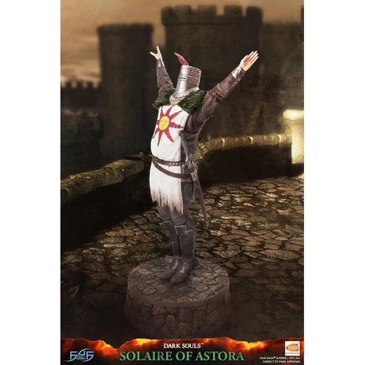 This statue has no edition number, and was a replacement and is in new and unopened condition. 
"You really are fond of chatting with me, aren't you? If I didn't know better, I'd think you had feelings for me! Oh, no, dear me. Pretend you didn't hear that! Hah hah hah!"
— Solaire of Astora
Solaire of Astora is a member of the Warriors of Sunlight covenant who is in the search of his own sun. He is a cheerful, jolly, powerful knight who doesn't let the collapsing world affect his demeanor. He willingly wa