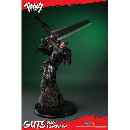 This statue has no edition number, and was a replacement and is in new and unopened condition.
First 4 Figures is proud to present the highly anticipated Berserk: GUTS: Black Swordsman resin statue.
Also known as the Black Swordsman, Guts is a former mercenary and bears the Brand of Sacrifice (the brand marks those for a sacrificial ceremony in which an apostle or God Hand is created). While traveling the world, Guts is in a constant internal struggle between protecting those dear to him and pursuing his