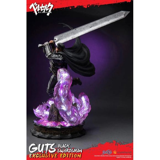 This statue has no edition number, and was a replacement and is in new and unopened condition.
First 4 Figures is proud to present the highly anticipated Berserk: GUTS: Black Swordsman Exclusive resin statue.
Also known as the Black Swordsman, Guts is a former mercenary and bears the Brand of Sacrifice (the brand marks those for a sacrificial ceremony in which an apostle or God Hand is created). While traveling the world, Guts is in a constant internal struggle between protecting those dear to him and pur