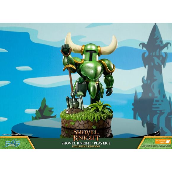 This statue is a replacement model and, as such, does not have a production number or card of authenticity.
First 4 Figures is proud to present the highly anticipated Shovel Knight - Shovel Knight: Player 2 statue
Short in stature but long on perseverance, Shovel Knight quests endlessly in pursuit of Shovel Justice! When his beloved partner Shield Knight becomes lost, Shovel Knight takes up his Shovel Blade and leaps into action to find her. But between them stands the malevolent Enchantress, her evil arm