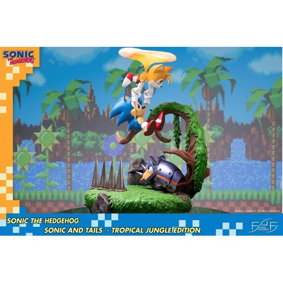 This statue is a sample produced for SEGA and, as such, has no production number or authentication card.
First 4 Figures is proud to present the highly anticipated Sonic the Hedgehog – Sonic and Tails statue.
Everyone young and old has at least heard of this blue hedgehog's name that has sped across generations. Since his debut back in 1991, Sonic the Hedgehog has become the iconic mascot of SEGA. He is best known for his unmeasurable speed, as he is said to be even faster than the speed of sound. As the