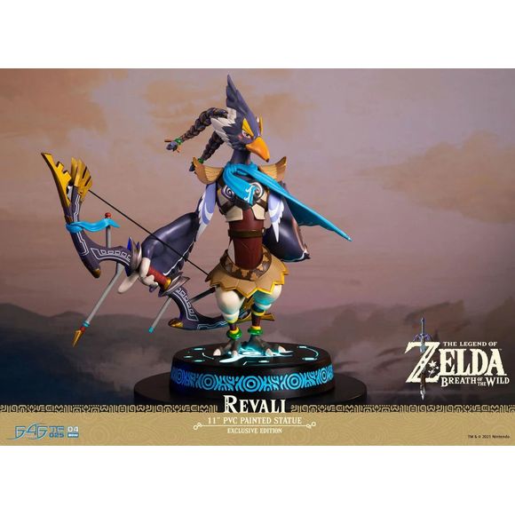 This statue has no edition number, and was a replacement and is in new and unopened condition.
First 4 Figures is proud to introduce their latest PVC collectible, The Legend of Zelda: Breath of the Wild – Revali Exclusive Edition PVC statue.
Revali is in this stoic pose wielding the Great Eagle Bow, which has a slightly elastic bowstring. As one of the four Champions of Hyrule, he dons the blue cloth bestowed upon them by Princess Zelda as a symbol that they are, indeed, Champions of Hyrule. And given th