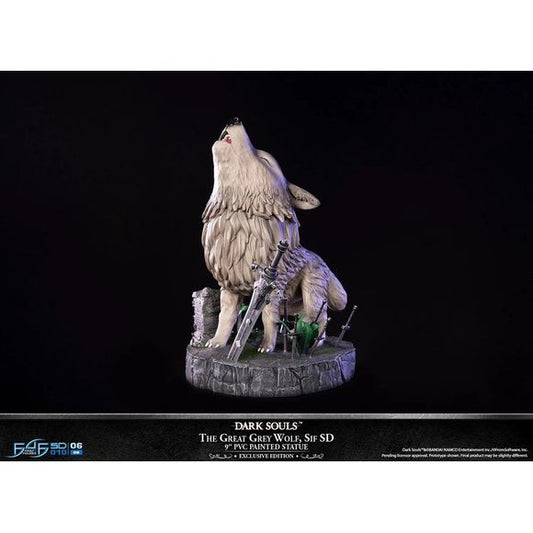 This statue has no edition number, and was a replacement and is in new and unopened condition. 
First 4 Figures is proud to introduce their latest PVC statue collectible, The Great Grey Wolf, Sif SD Exclusive Edition.
There is a cutscene that plays just before the start of The Great Grey Wolf, Sif boss battle, and there are two variations to this cutscene depending on how players progress through the game. This statue's concept is inspired cutscene, which can be unlocked by doing the Artorias of the Abyss