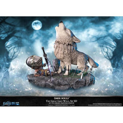This statue has no edition number, and was a replacement and is in new and unopened condition.
First 4 Figures is proud to introduce their latest PVC statue collectible, The Great Grey Wolf, Sif SD Definitive Edition!
There is a cutscene that plays just before the start of The Great Grey Wolf, Sif boss battle. During the alternate cutscene, the player character falls on their back as The Great Grey Wolf, Sif slowly approaches them.
The Definitive Edition of this statue captures that entire cutscene in s