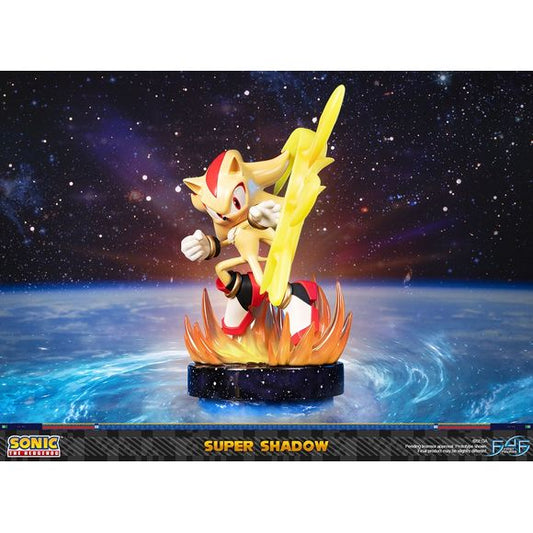 From First4Figures comes a new statue of Shadow the Hedgehog in his Super State. The statue is inspired by the final boss battle in Sonic Adventure 2, when Shadow the Hedgehog and Sonic the Hedgehog team up to face the Finalhazard, and Shadow goes into his Super State for the very first time.
Harnessing the power of the seven Chaos Emeralds, Super Shadow is able to reach his maximum potential and can use the full power of his abilities such as the Chaos Spear!
The statue's base is a reflection of the boss