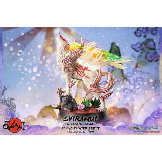 First 4 Figures is proud to introduce their latest PVC collectible, Shiranui Celestial Howl Exclusive Edition PVC.
Shiranui is the hero of Kamiki Village during the events in Nippon one hundred years prior, saving its people from the evil Orochi. He reincarnated into Amaterasu years later after rumors of Orichi's return spread across the land. Shiranui is a silent protagonist, able to communicate through his Celestial Envoy Ishaku. Apart from the 13 Celestial Brush techniques, Shiranui also uses his Divine