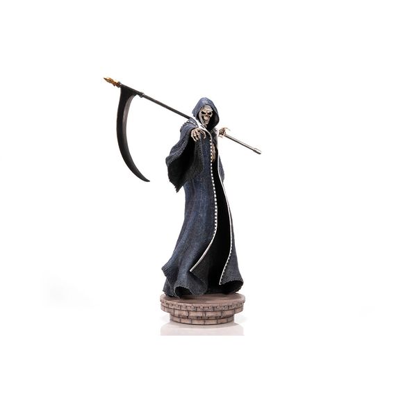 The highly detailed Death statue is inspired by the scene in the game where Alucard meets Death for the first time upon entering Dracula's castle. Death was wielding his scythe over his shoulder as he was pointing at Alucard during their confrontation. And just like in the game, Death is a cloaked floating skeleton with half of his body missing, which is accurately represented in this statue!
To bring this iconic scene to life, even more, First 4 Figures chose Dracula's castle floors as the design of the