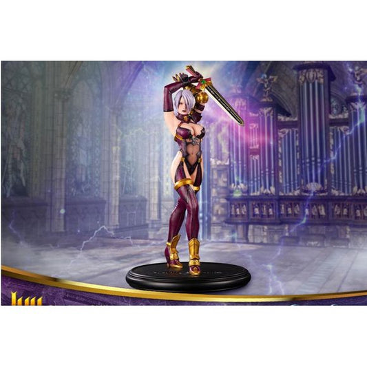The highly detailed Ivy statue is inspired by her official artwork from Soulcalibur II. This is also the pose she strikes during her ending cutscene when you finish her Arcade Mode. She stands atop a circular base with the Soulcalibur II logo embossed on it.
Statue measures approximately 21 inches tall