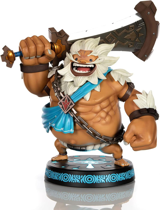 First 4 Figures proudly presents Goron Champion and pilot of the Divine Beast Vah Rudania: Daruk! The mighty yet friendly hero is brought to life in this high-quality PVC statue. His pose is modeled after the official artwork from the game—a wide grin on his face and his signature weapon, Boulder Breaker, in his hands. The base’s design features the Sheikah Eye symbol, which retains consistency between the other statues in the First 4 Figures The Legend of Zelda™: Breath of the Wild lineup.
The Exclusive E