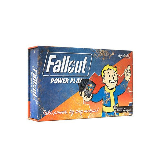 Take power, by any means!
In the wasteland, there is only one rule. That those with power, make the rules.
In Fallout: Power Play, compete against your friends to determine who is the ruling power in the wastes; forge alliances, complete quests, assassinate agents and use every dirty trick in the book to ensure that when the sun rises, it does so on a wasteland you control.
Fallout: Power Play is a competitive card game for 2-4 players where guile, force and raw luck will play on your side to ensure victo