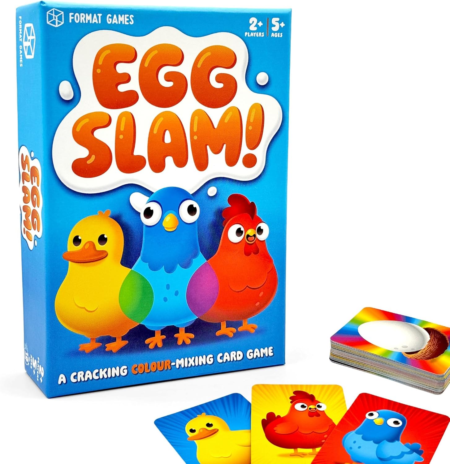 Egg Slam - the hugely popular fast paced and fun family game. Think snap with clever twists! This game is for all ages, and can be played anywhere, anytime. Eggcellent!
INSTANT FUN - Easy to Learn, Think Snap With Clever Twists
EDUCATIONAL - Teach your children how mixing primary colours make the colours of the rainbow
FOR 3 YEARS AND UP - For children and adults to play together
BRAND NEW CONCEPT - A clever way of reinventing an classic formula