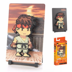 A determined fighter from Street Fighter, embodies strength and self-improvement
FiGGYZ are Pop Magnet Collectibles - pixel-art characters that snap magnetically onto display-ready backdrops.
Each one features:
A reversible metal display
Side A: Themed background related to the character
Side B: Classic Background, typically of the franchise
A magnetized figure raised off the surface using MagMounts™ for a 3D pop out feeling
Comes with a display base for shelves and a magnetic sticker for mounting on any