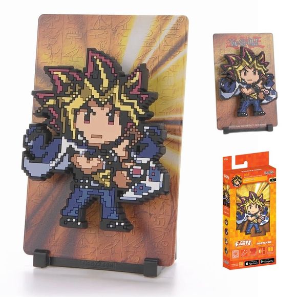 When Yugi lets the spirit of the ancient Pharaoh inside him, he becomes Yami Yugi. A master duelist, Yami Yugi is confident and skilled—and a fierce opponent.
FiGGYZ are Pop Magnet Collectibles - pixel-art characters that snap magnetically onto display-ready backdrops.
Each one features:
A reversible metal display
Side A: Themed background related to the character
Side B: Classic Background, typically of the franchise
A magnetized figure raised off the surface using MagMounts™ for a 3D pop out feeling
Co