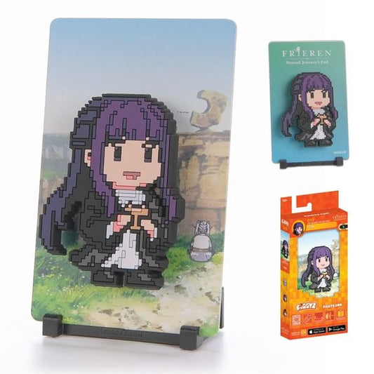 A diligent and talented apprentice mage who travels alongside Frieren to learn magic.
FiGGYZ are Pop Magnet Collectibles - pixel-art characters that snap magnetically onto display-ready backdrops.
Each one features:
A reversible metal display
Side A: Themed background related to the character
Side B: Classic Background, typically of the franchise
A magnetized figure raised off the surface using MagMounts™ for a 3D pop out feeling
Comes with a display base for shelves and a magnetic sticker for mounting o