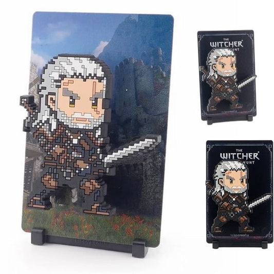 Like all witchers, Geralt is a monster slayer for hire who possesses superhuman abilities and exceptional sword skills.
FiGGYZ are Pop Magnet Collectibles - pixel-art characters that snap magnetically onto display-ready backdrops.
Each one features:
A reversible metal display
Side A: Themed background related to the character
Side B: Classic Background, typically of the franchise
A magnetized figure raised off the surface using MagMounts™ for a 3D pop out feeling
Comes with a display base for shelves and