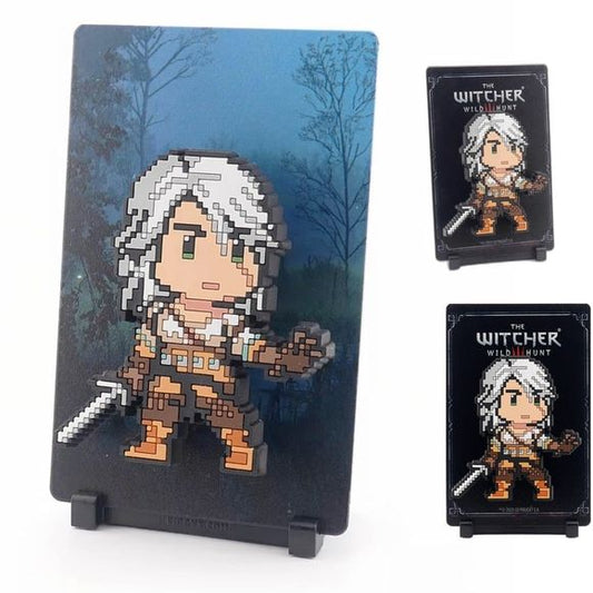 Heiress to several thrones and the bearer of Elder Blood, Ciri is a powerful source endowed with exceptional magical talent.
FiGGYZ are Pop Magnet Collectibles - pixel-art characters that snap magnetically onto display-ready backdrops.
Each one features:
A reversible metal display
Side A: Themed background related to the character
Side B: Classic Background, typically of the franchise
A magnetized figure raised off the surface using MagMounts™ for a 3D pop out feeling
Comes with a display base for shelve
