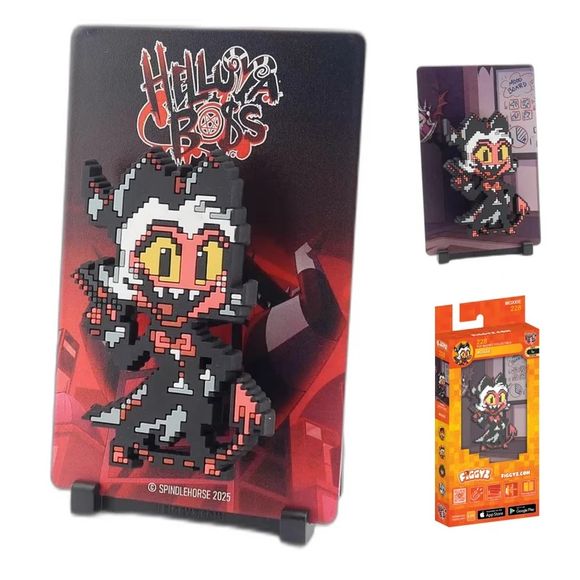 The rational weapons‑specialist imp at I.M.P., married to Millie and always trying to keep the chaos at bay.
FiGGYZ are Pop Magnet Collectibles - pixel-art characters that snap magnetically onto display-ready backdrops.
Each one features:
A reversible metal display
Side A: Themed background related to the character
Side B: Classic Background, typically of the franchise
A magnetized figure raised off the surface using MagMounts™ for a 3D pop out feeling
Comes with a display base for shelves and a magnetic