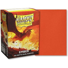 The glowing embers of battle, kindled by conflict. Dragon Shield Dual Matte sleeves have a clear front and a textured matte back. Fully opaque sleeves with a black interior, an elegant backdrop for black bordered cards. The sturdy cardboard box fits 75+ single sleeved cards or 65+ double sleeved cards and every box has a label on the top for personalization.