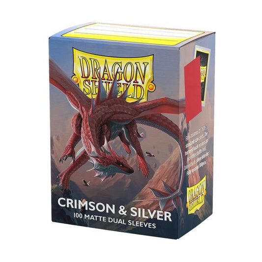 Crimson & Silver sleeves feature a bright red back and a silver interior. A great match for fire and fighting type decks! The next evolution in Dragon Shield's Matte Dual sleeves, featuring brilliant bright backs with an elegant silver interior.
Dragon Shield Standard Matte Dual sleeves have a clear front and a textured matte back. They are fully opaque, with a black interior, which makes for an elegant backdrop for black bordered cards.
The sturdy cardboard box fits 75+ single sleeved cards or 65+ double s