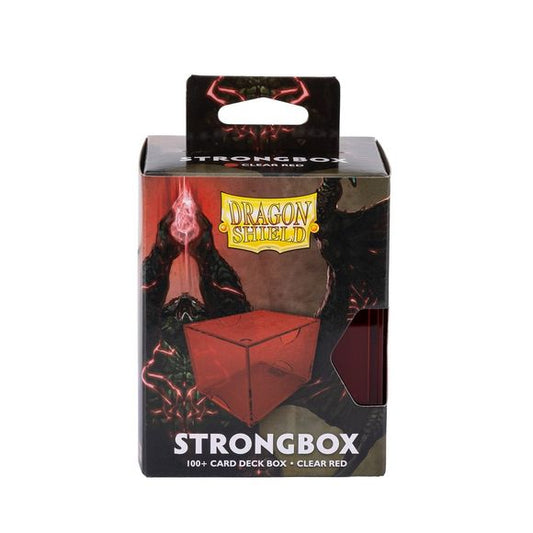 Functional, compact, and tough enough to withstand a dragon's fangs. Strongbox holds 100+ double-sleeved cards and provides powerful protection to your precious deck. Our dragons forged this no-nonsense deck box to suit TCG players' needs exactly. The vacuum seal uses a powerful magic known as "physics" to keep the box securely closed, yet easily accessible. The lid has room to show off your commander, leader or another notable card, so you can tell decks apart at a glance. Finally, storing multiple boxes i