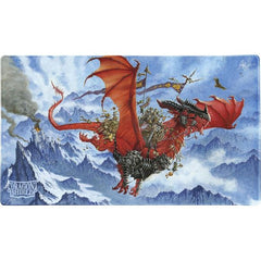 Delve into all the masterful details with our The Raid playmat! As part of our Signature Series, beloved artist Ralph Horsley was asked to create a dragon guided only by his own artistic vision. No compromises. This playmat lets you explore all the lovingly crafted details and fun goblin vignettes Horsley included for the perceptive player to discover. Enjoy the new, silky smooth surface texture. Together with the non-slip rubber bottom and premium stitched-edge, your playmat will stay in place and see you