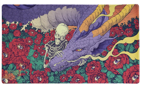 Enjoy the tender and otherworldly artwork of the Día de Muertos playmat. Created by artist Diego Andrade drawing inspiration from the deep roots of his Mexican heritage. Use this celebratory playmat as a way to invite your loved ones from the afterlife to play alongside you and face any challenge together.
Enjoy the new, silky smooth surface texture. Together with the non-slip rubber bottom and premium stitched-edge, your playmat will stay in place and see you through countless adventures.