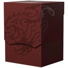 A deep and tinted red, with subtle dragon embossing and black interior. The Deck Shell is an elegant and compact deck box you can trust to keep your cards safe and secure. The lid sits securely while closed and can be set underneath the Deck Shell for a minimal footprint. The deep cutout provides easy access to your cards. Each Deck Shell comes with a divider and has a writing field for personalization and organization. The Deck Shell will fit: 100 single sleeved cards 80 double sleeved cards or 79 cards do
