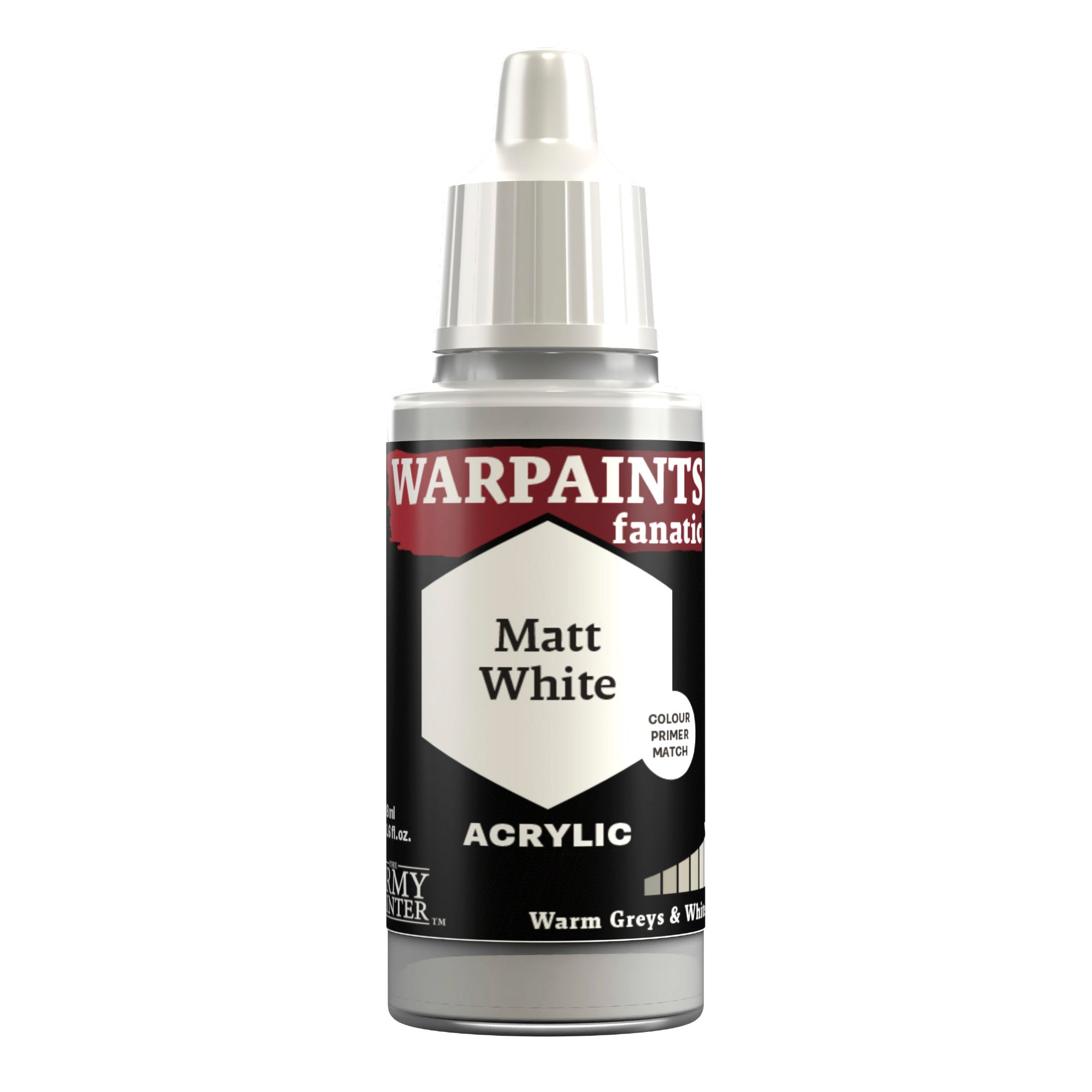 Warpaints Fanatic paints are an easy to use, high-quality acrylic paint with unsurpassed coverage and intense pigmentation. It is set in a premium resin base with proprietary stabilizers, making it possible to thin it down to extreme levels while retaining pigment dispersion.
Each paint is part of a Flexible Colour Triad System: a segment, or family, of paint colours that are made using the same root colour. Inside each Flexible Colour Triad are six colours that range from dark to light with a consistent hu